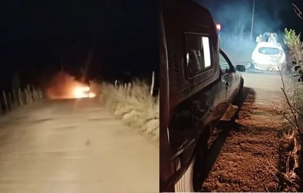 Carro fica destruído após pegar fogo em estrada vicinal de Riachão do Jacuípe