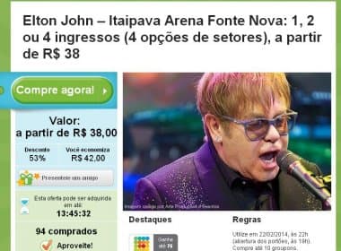 Ingressos para show de Elton John em Salvador são vendidos em site com desconto