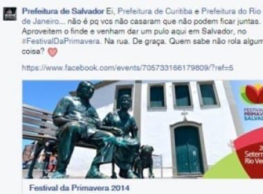 Pedido de casamento entre prefeituras gera brincadeira no Facebook; Salvador também aderiu