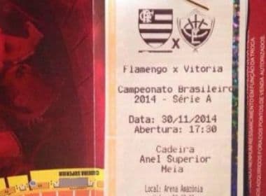 Escudo do Vitória é trocado por &quot;vice&quot; em recibo de ingresso do jogo contra o Flamengo
