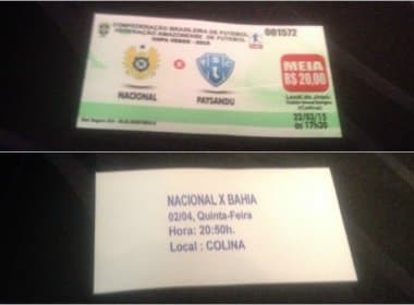 Para enfrentar o Bahia, Nacional vende ingressos ‘reciclados’ da Copa Verde