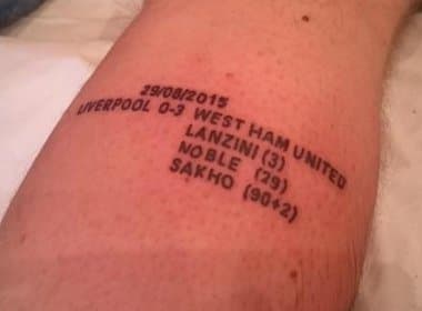Quebra de tabu de 52 anos faz torcedor do West Ham tatuar vitória sobre o Liverpool