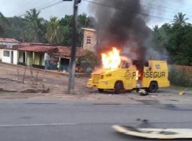 Carro-forte é explodido na BR-110, entre Catu e Alagoinhas; veja vídeo