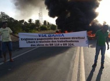 Santo Estevão: Ex-funcionários de empresa de construção rodoviária protestam em BR