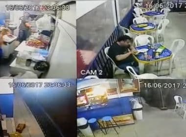 Conquista: Dupla invade lanchonete e rouba caixa; câmeras flagram ação