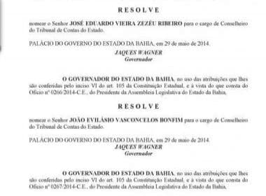 Diário Oficial traz nomeações de conselheiros a tribunais de Contas da Bahia
