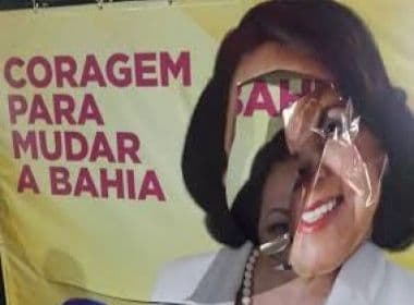 Vândalo danifica  23 placas  da candidata a governadora Lídice da Mata