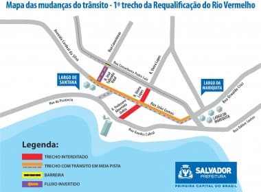 Trânsito do Rio Vermelho será modificado para primeira etapa das obras de requalificação