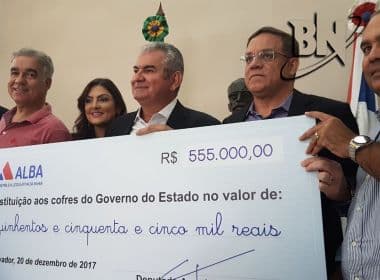 AL-BA economiza, 'devolve' R$ 555 mil e valor será doado para instituições de caridade