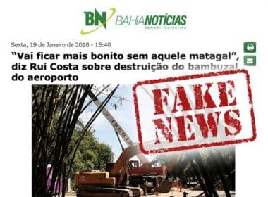 Fake News: Notícia falsa usa layout do Bahia Notícias para confundir leitores