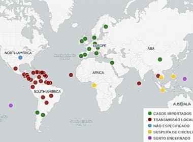 Mapa da Zika já alcança 34 países contaminados e cinco em análise no mundo