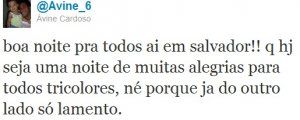 Pelo twitter, Ávine provoca o Vitória: "Do outro lado é só lamento"