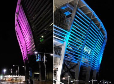 Iluminação externa da Arena Fonte Nova é testada
