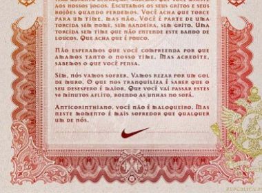 Patrocinadora do Corinthians, Nike alfineta times rivais; Palmeirenses respondem e ameaçam boicote