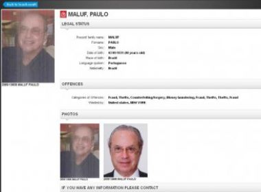 Justiça americana nega saída de Maluf e seu filho da lista da Interpol