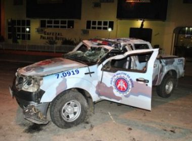 Conquista: Viatura capota e quatro policiais ficam feridos
