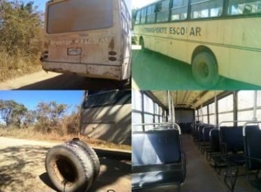 São Desidério: Roda de ônibus escolar solta; estudantes passam bem