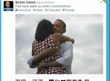 Foto de Obama e Michelle é a mais popular da história do Twitter