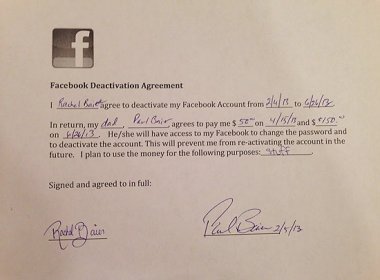 Garota vai receber US$ 200 do pai se deixar Facebook por cinco meses