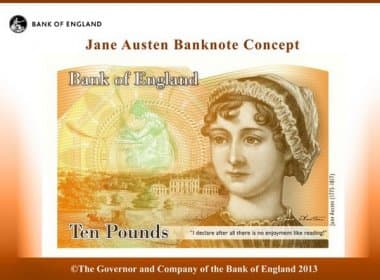 Escritora Jane Austen estará nas próximas notas de 10 libras britânicas