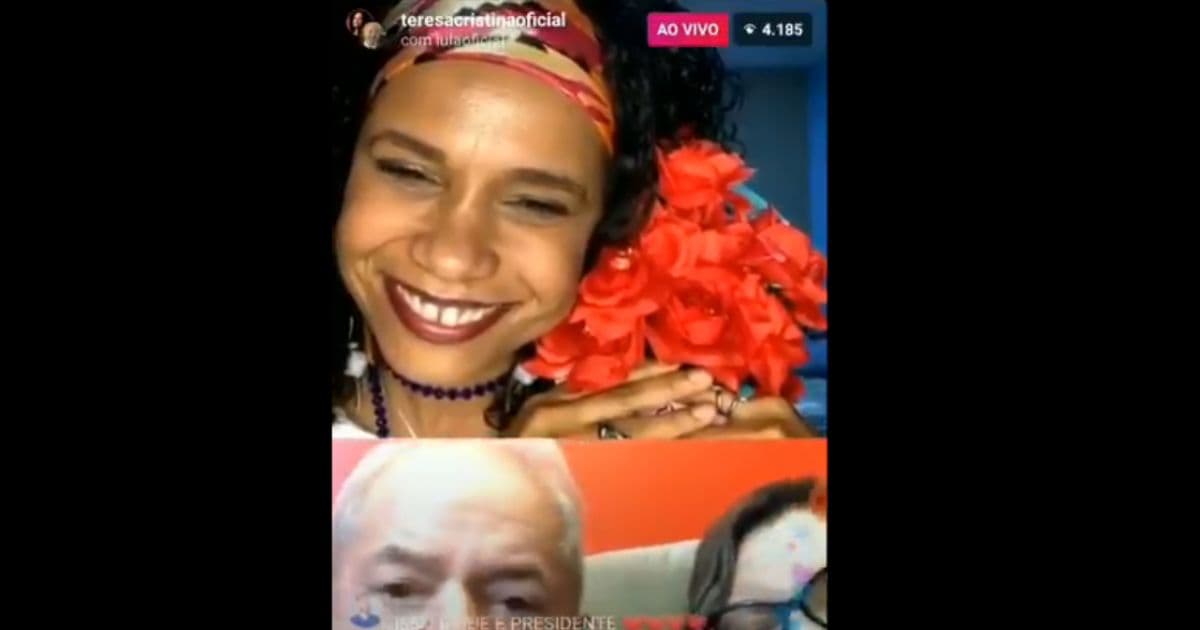 Teresa Cristina é surpreendida com aparição de Lula em live: 'Acho que estou sonhando'