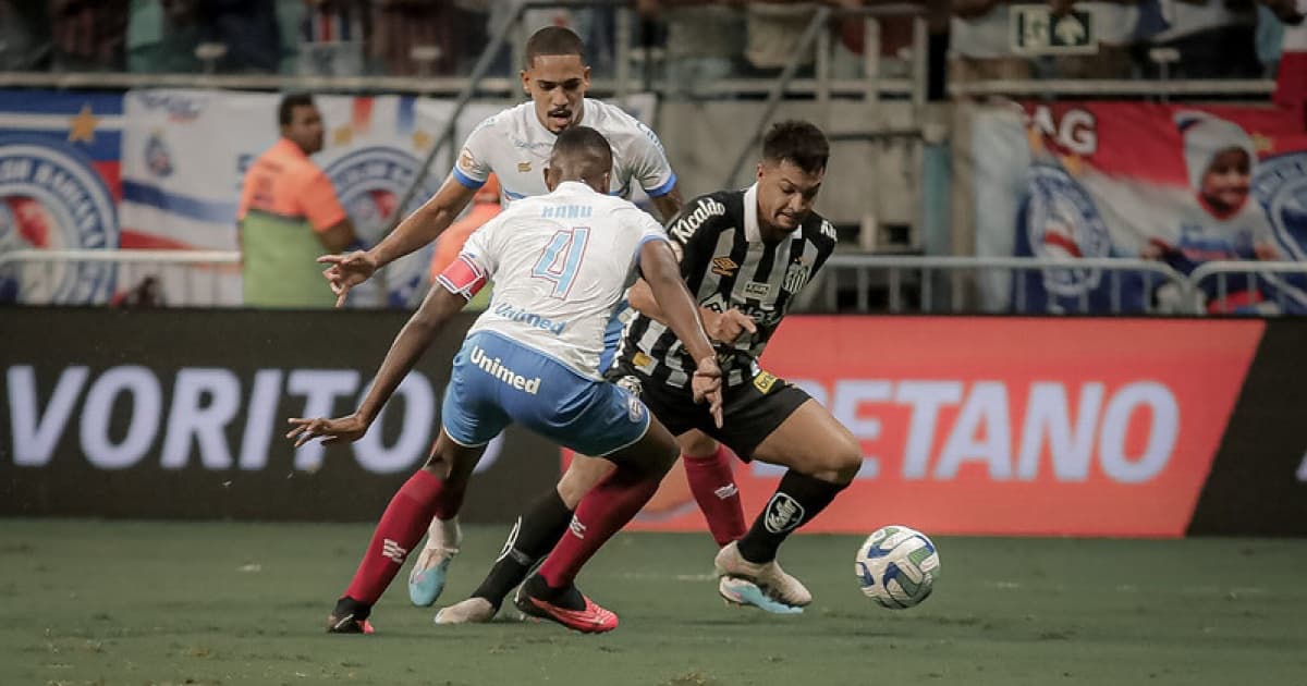 Bahia sofre virada nos minutos finais e perde para o Santos na Arena Fonte Nova