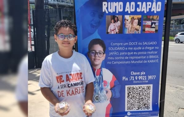 Aos 11 anos, atleta baiano de karatê busca apoio para participar de campeonato mundial no Japão