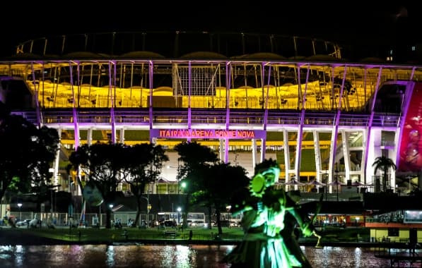 Arena Fonte Nova ganhará iluminação especial nesta quarta em prol do Outubro Rosa