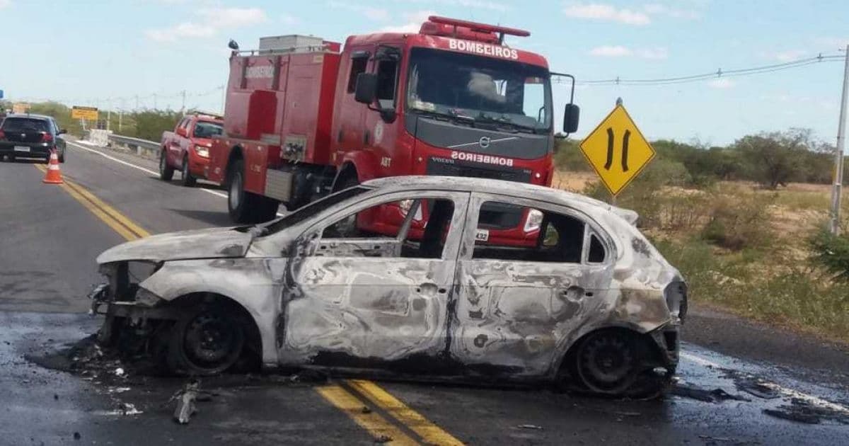 Juazeiro: Grupo tenta assaltar carro-forte e incendeia carro em tentativa de fuga