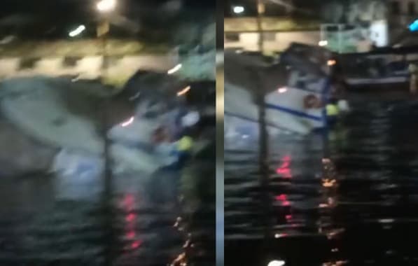 VÍDEO: Lancha afunda ao lado de cais e assusta ocupantes de terminal no Baixo Sul baiano