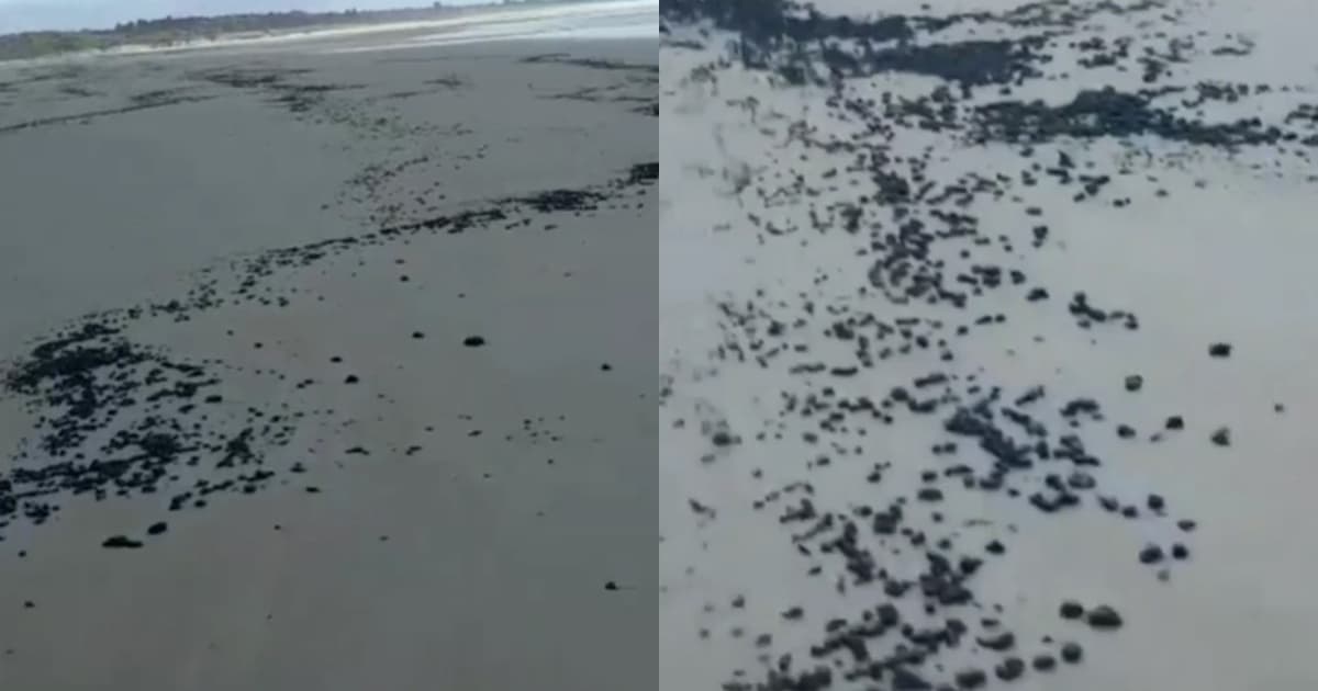 Manchas de óleo voltam a aparecer em praia do Baixo Sul baiano