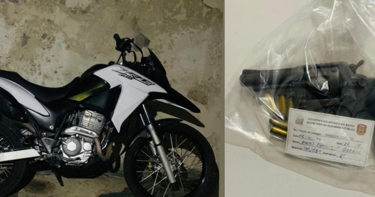 PM recupera motocicleta roubada e apreende arma no interior baiano