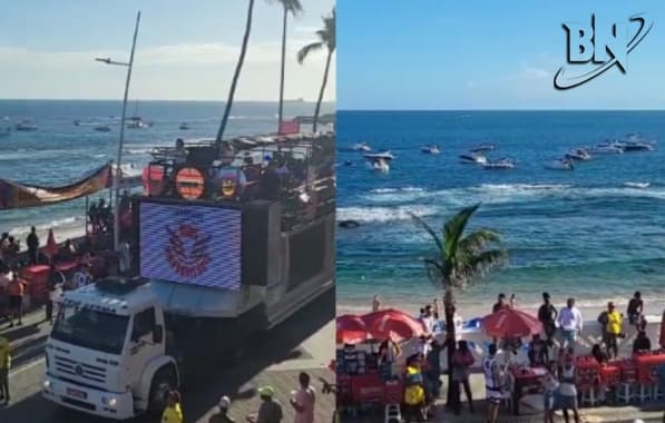 VÍDEO: Lanchas formam “camarote alternativo” e vão à praia da Barra acompanhar o Carnaval