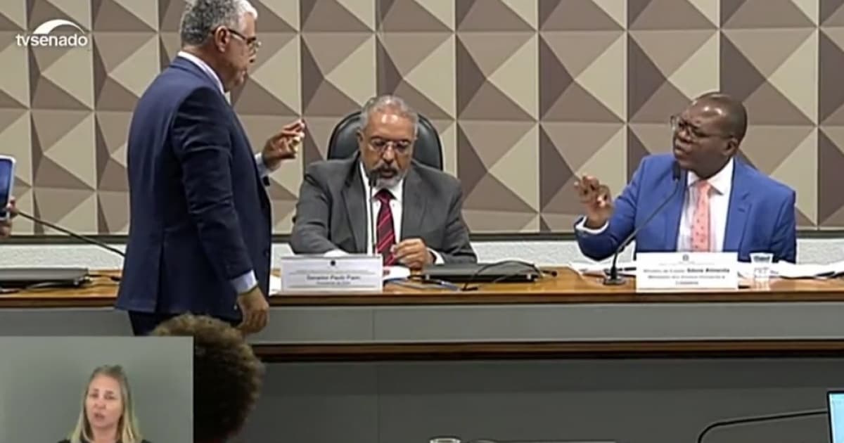 Eduardo Girão tenta entregar feto a Silvio Almeida durante audiência no Senado