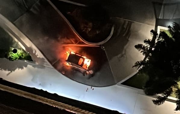 VÍDEO: Carro explode e pega fogo em avenida do Horto Florestal