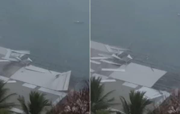 VÍDEO: Telhado do Yacht Club da Bahia é danificado por rajadas de vento