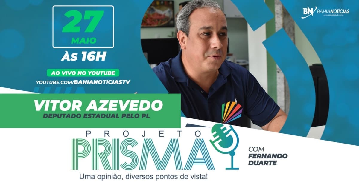 Deputado estadual Vitor Azevedo é o entrevistado do Projeto Prisma nesta segunda-feira