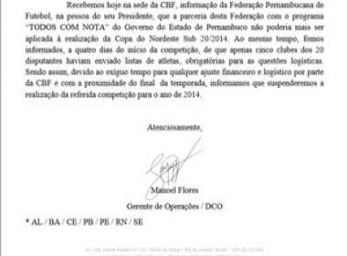 Copa do Nordeste sub-20 é cancelada pela CBF por falta de receita