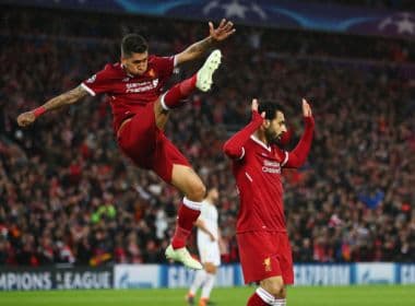Salah e Firmino brilham, e Liverpool goleia Roma nas semis da Liga dos Campeões