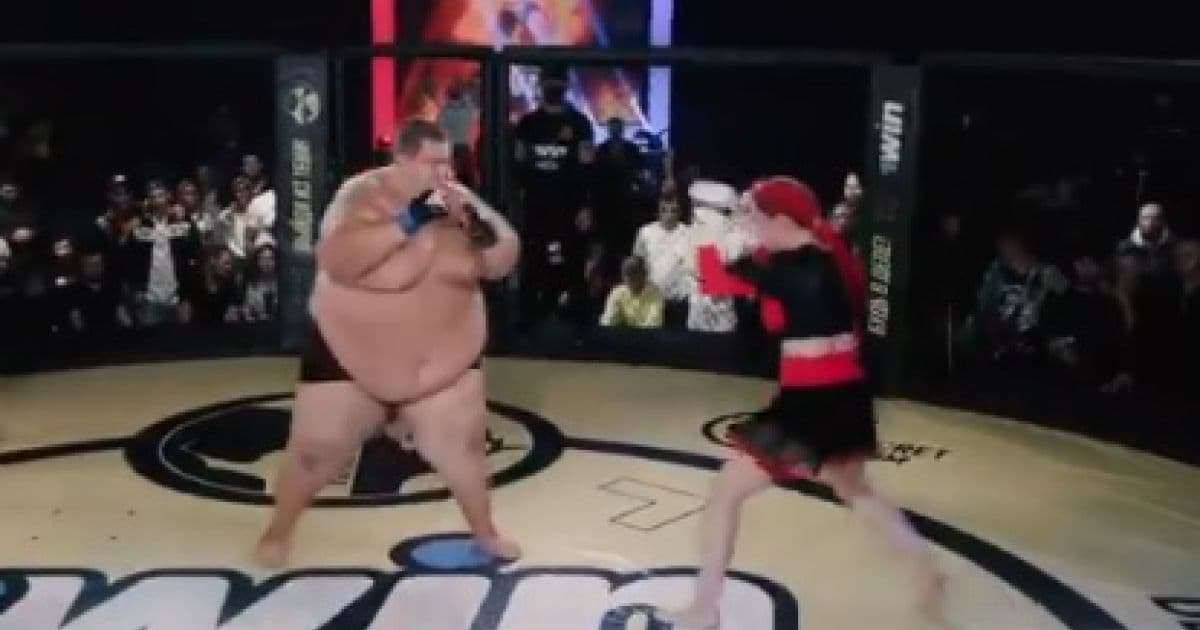 Torneio na Rússia promove luta bizarra entre lutadora de 63kg e youtuber de 240kg