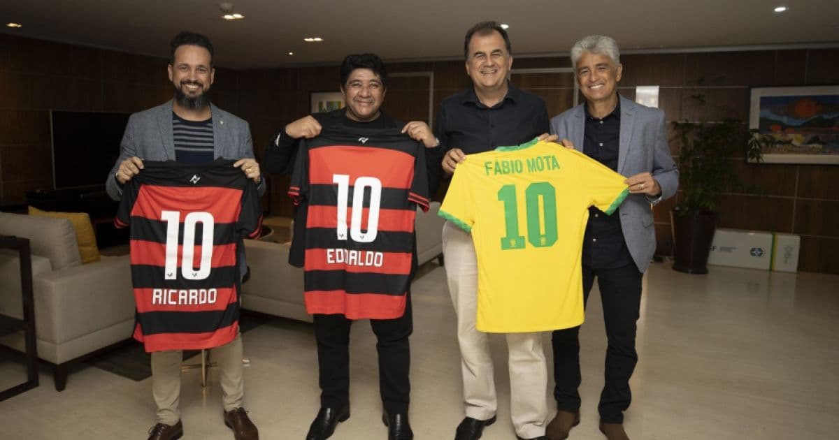 Acompanhado por Bebeto e Ricardo Lima, Fabio Mota é recebido por Ednaldo Rodrigues na CBF 