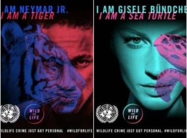Neymar e Gisele Bündchen fazem campanha da ONU contra comercio ilegal de animais