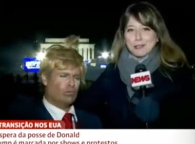 Humorista do &#039;Pânico&#039; engana repórter durante cobertura da posse de Trump