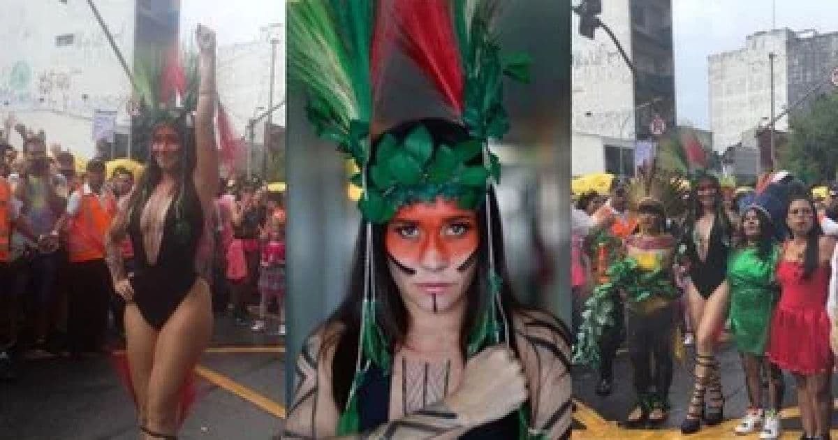 Alessandra Negrini se 'veste de índia' em bloco de Carnaval e causa polêmica