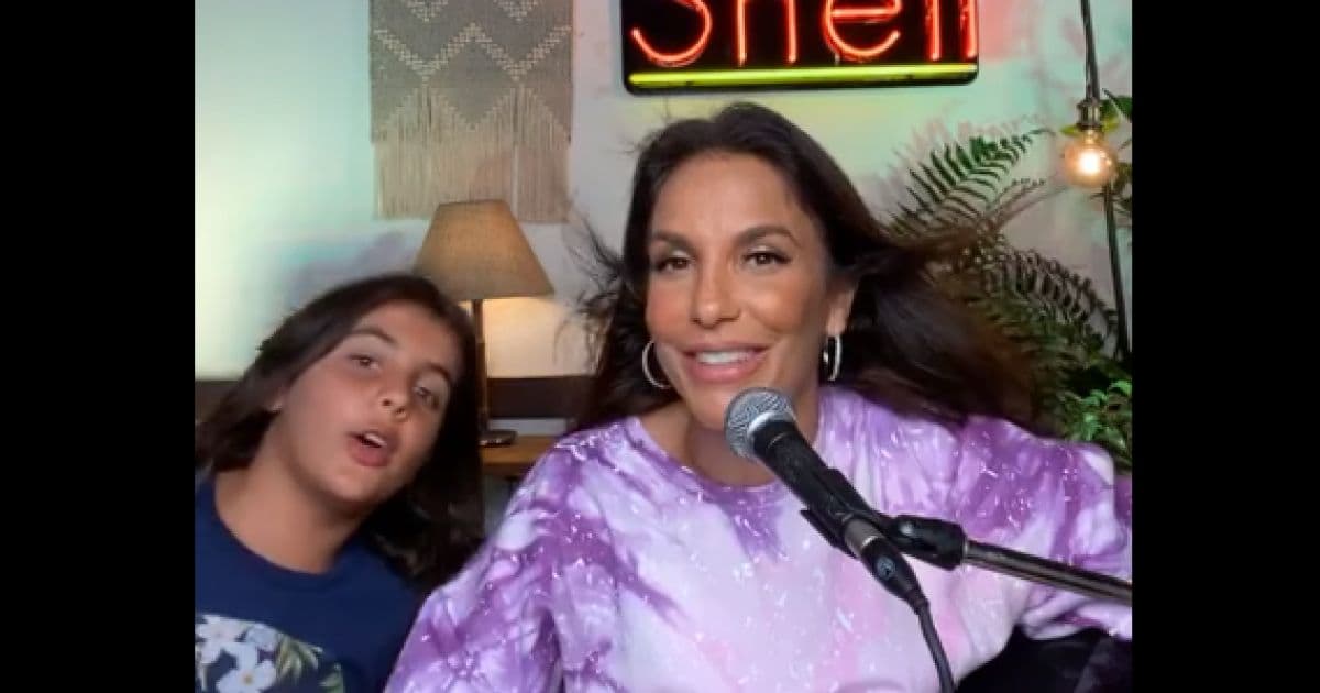 Em live surpresa, Ivete 'expulsa' filho de transmissão e canta ao lado de marido e irmã
