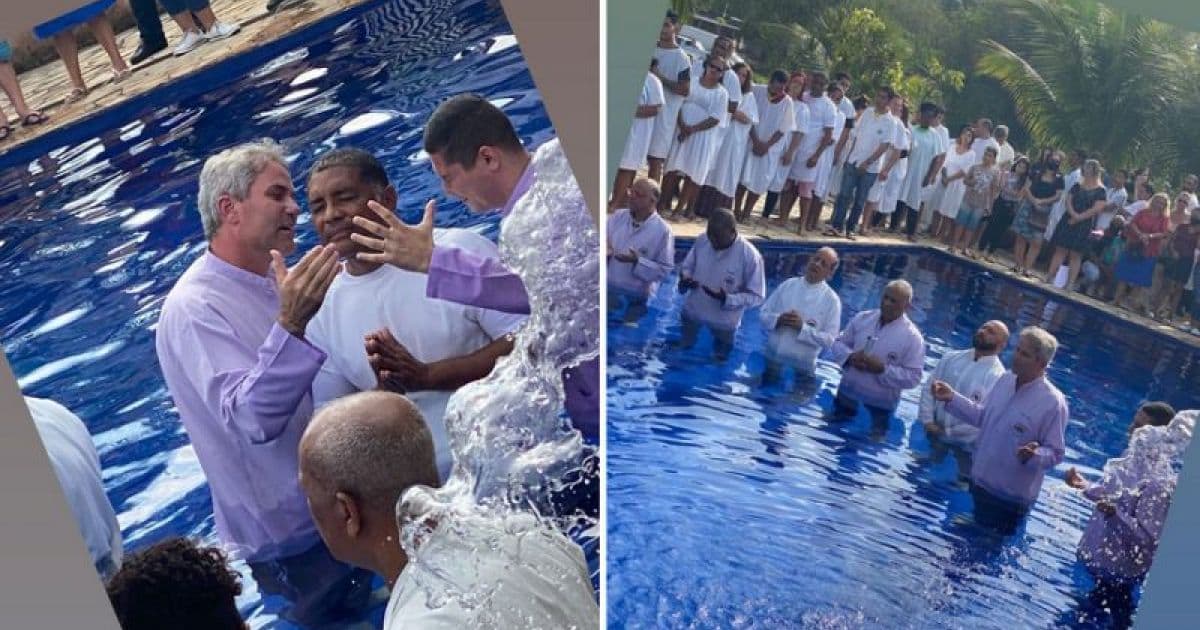 Pastor Márcio Poncio batiza fieis com aglomeração e sem máscara