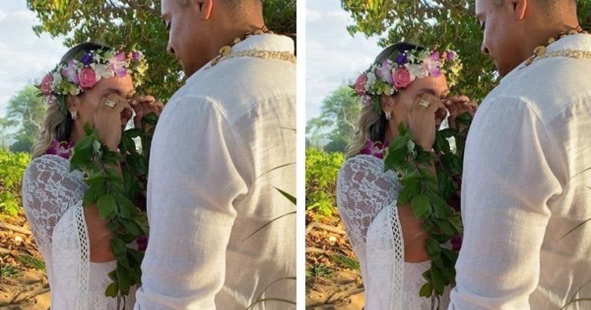 Carla chora ao renovar votos de casamento com Xanddy no Havaí: 'Difícil descrever'; veja
