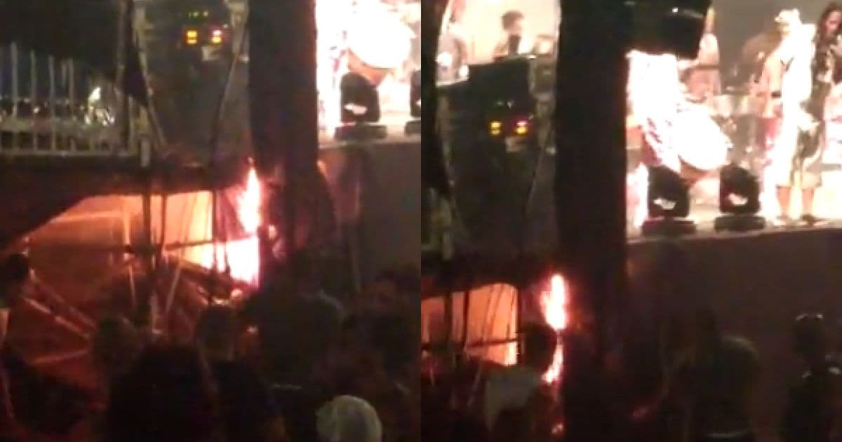 VÍDEO: Incêndio em estrutura do palco do Olodum interrompe show no Pelourinho