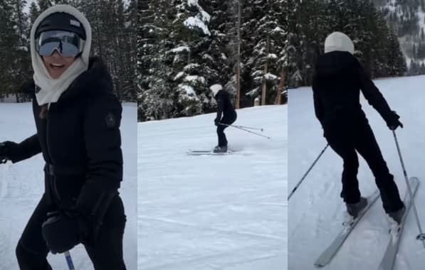 Macetando na neve: Ivete Sangalo se joga em dia de esqui com Marcelo nos EUA
