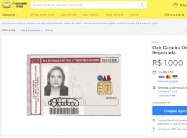 Anúncio oferece carteira da OAB por R$ 1 mil; vendedor 'garante' registro oficial